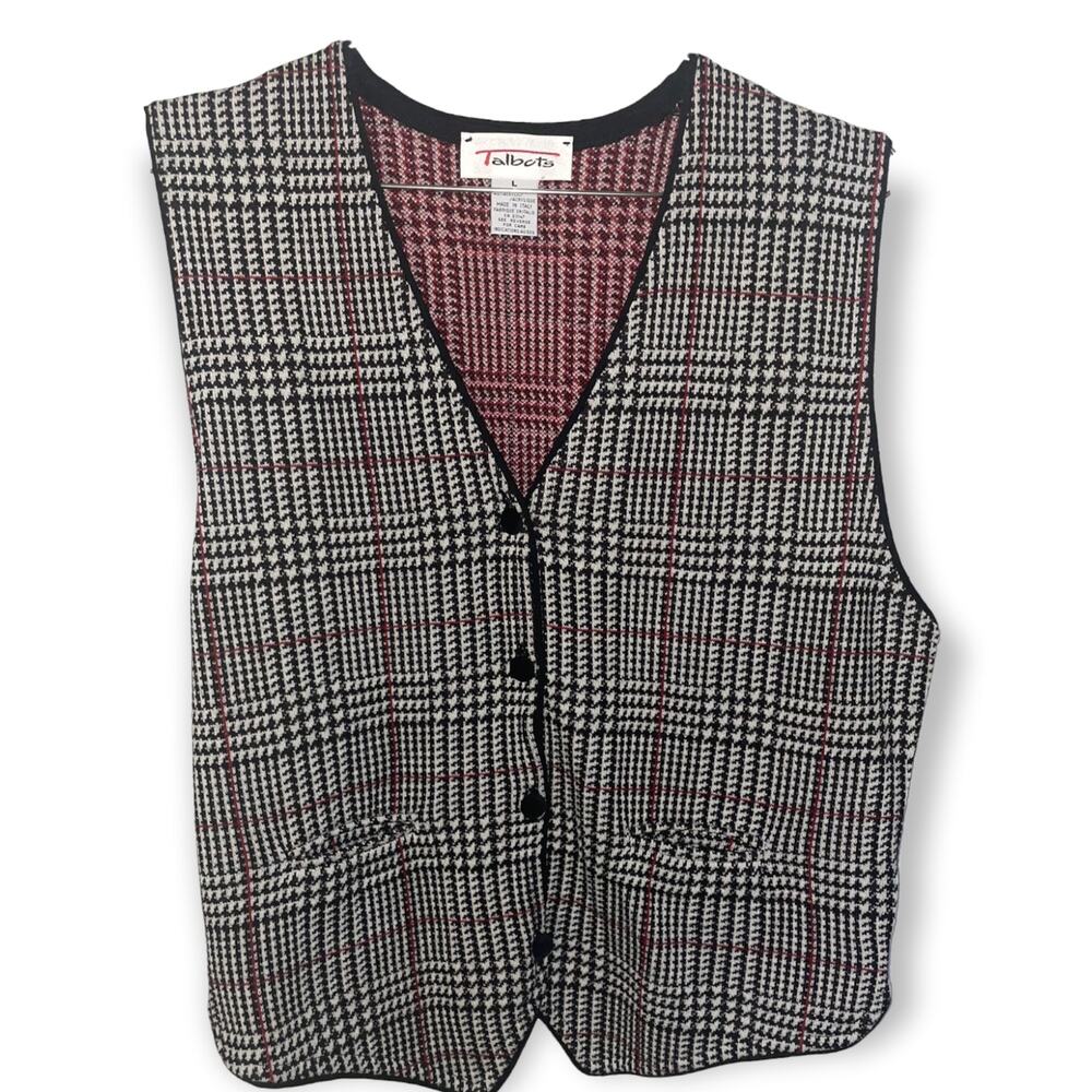 Vintage Talbots Womens knit button up vest sz L EUC